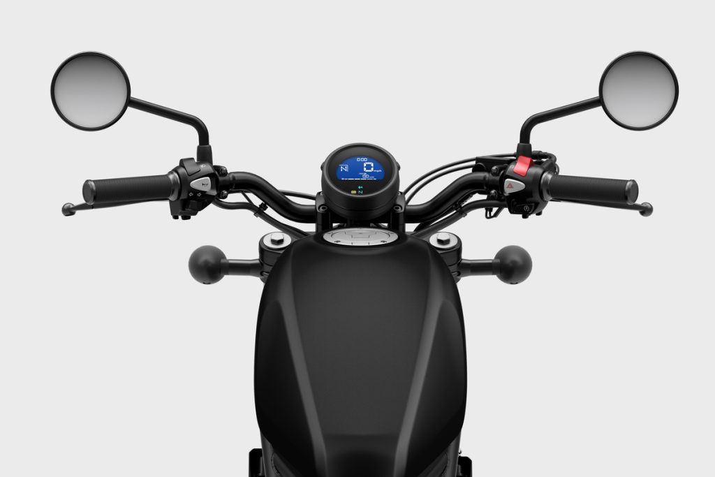 2026 Honda Rebel 300 E-Clutch Matte Black Metallic cockpit