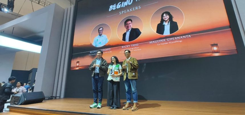 Mazda Indonesia bersama Kompas Lestari dan 4GoodThings dalam sesi talk show di booth Mazda pada GAIKINDO Indonesia International Auto Show (GIIAS) 2026. Foto: Bridgeout - Dimas Prassetyo